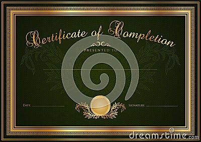 certificate diploma background template gold blank completion borders guilloche watermark sample pattern