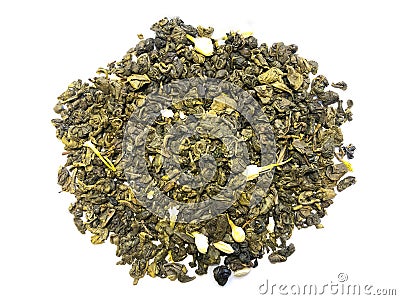 Green Ceylon tea isolated on white background. Photography of tea Stock Photo