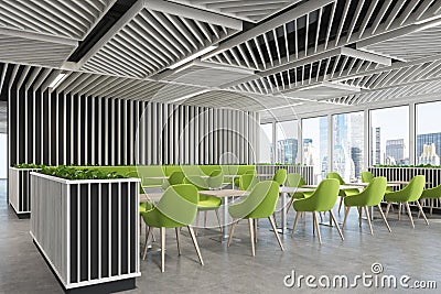 Green chair cafe wooden interior corner Stock Photo