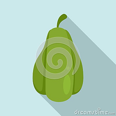 Green chayote icon, flat style Vector Illustration