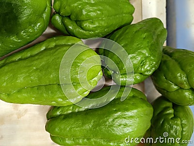 Green chayote is a vegetable that can get rid of free radicals Stock Photo