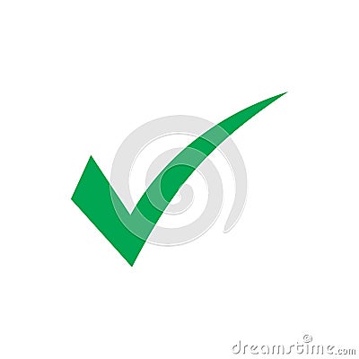 Green check mark icon. Tick symbol in green color, vector illustration. Vector Illustration