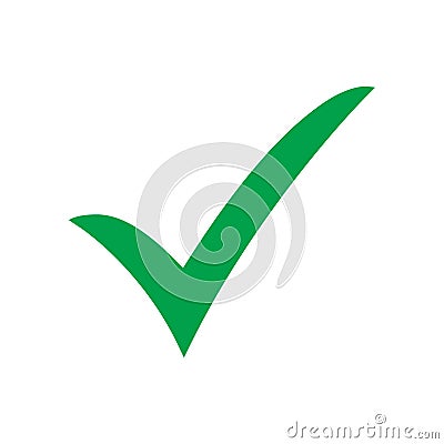 Green check mark icon. Tick symbol in green color, vector illustration. Cartoon Illustration