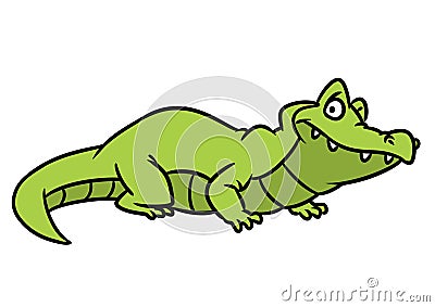 Green cheerful crocodile animal character cartoon illustration Cartoon Illustration