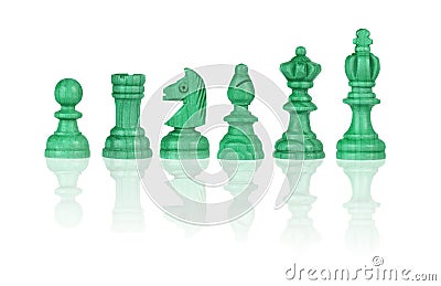 Green chessmen Isolated on White Stock Photo