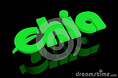 Green chia coin logo with reflection on black background. Chia eco crypto currency. 3D rendering Stock Photo