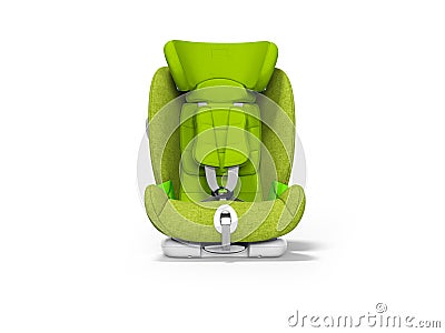 Green child seat for car front view 3d render on white background with shadow Stock Photo