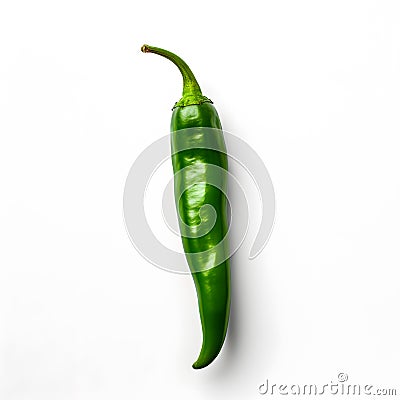 Green Chili Pepper Isolated on a White Background Stock Photo