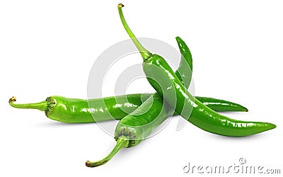 Green chili pepper isolated on white Stock Photo