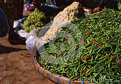 Green chilis Stock Photo