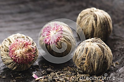 Green chinese tea balls Stock Photo