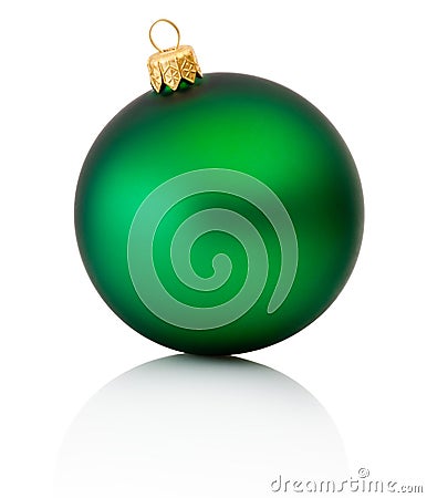 Green christmas ball Isolated on white background Stock Photo