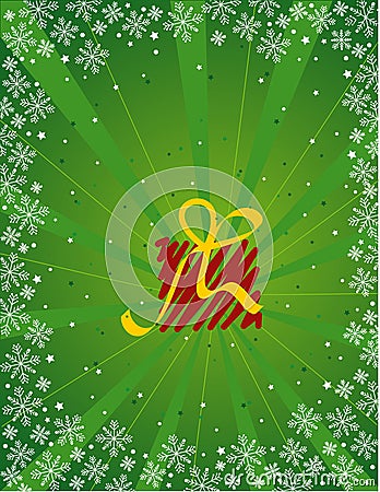 Green christmas gift vector Stock Photo