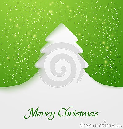 Green christmas tree applique Vector Illustration