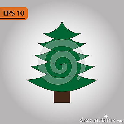 Green Christmas tree icon on white, vector illustration Cartoon Illustration