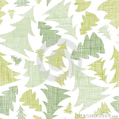 Green Christmas trees silhouettes textile seamless Vector Illustration