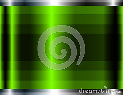 Green chrome metal 3D background, lustrous and shiny metallic design with striped pattern Vector Illustration