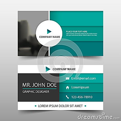 Green circle corporate business card, name card template ,horizontal simple clean layout design template , Business banner Vector Illustration