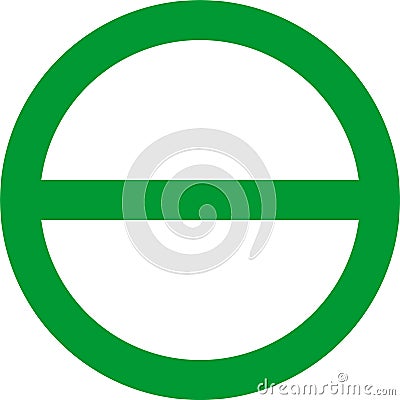 Green circle with horizontal slash of encouragement - opposite message of red circle with diagonal slash, on a transparent bed and Vector Illustration
