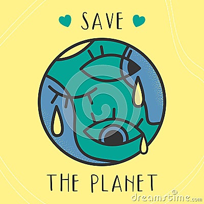 green circle isolated. Saving planet concept emblem. love ecology earth planet world map.logotype, label print.Vector Vector Illustration