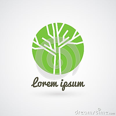 Green circle tree logo, design template Vector Illustration