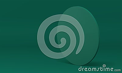Green circle vertical block 3d decor element foundation minimal studio background realistic vector Vector Illustration
