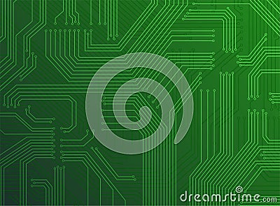 Green circuit background Cartoon Illustration