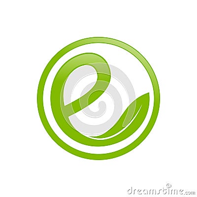 Green Circular Organic Initial e Lettermark Icon Stock Photo