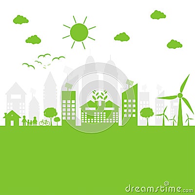 Green cities help the world with eco-friendly concept ideas. illustration Vector Illustration