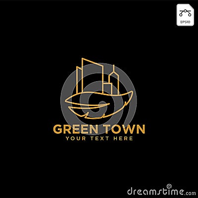 green city agriculture with gold color logo template vector illustration icon element Vector Illustration