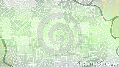 Green city area, background map, streets. Skyline urban panorama. Cartography illustration. Abstract transportation Cartoon Illustration