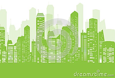 Green City Background Vector Illustration
