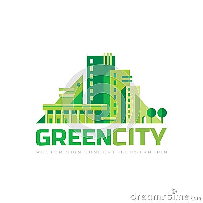 Green city - concept logo template vector illustration. Abstract building creative sign. Eco house symbol. Real estate. Vector Illustration