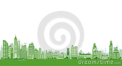 Green city design of building and tree with copy space earth and environment day ecology concept Vector Illustration