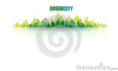 Green city. Ecology concept. Save life and environment Vector Illustration