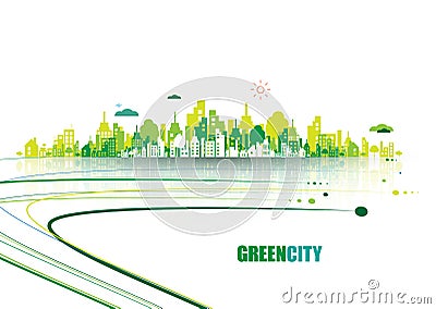 Green city. Ecology concept. Save life and environment Vector Illustration