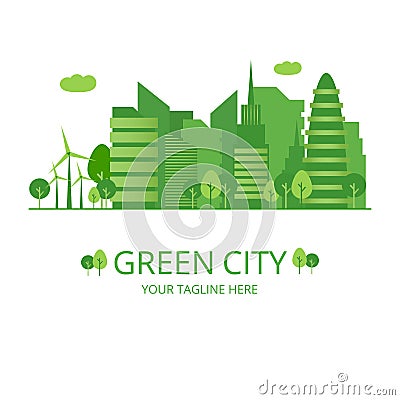 Green city infographic ecology Vector Illustration
