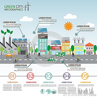 Green city infographics Vector Illustration