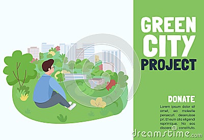 Green city project banner flat vector template Vector Illustration