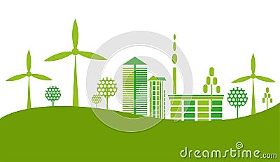 Green city town background Vector Illustration