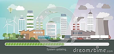 Green city up updating Vector Illustration