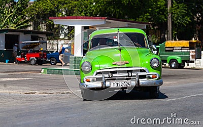 A green classic car cuba Editorial Stock Photo