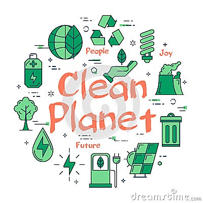 Green Clean Planet concept Vector Illustration