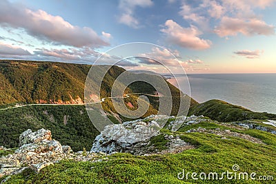 Green Cliffs Overlooking Cabot Trail Stock Photo