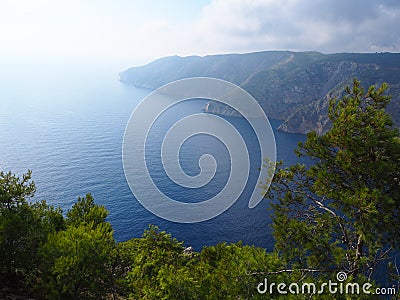Green cliffs and seascapes in summer Zakynthos Stock Photo