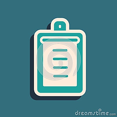 Green Clipboard with checklist icon isolated on green background. Control list symbol. Survey poll or questionnaire Vector Illustration