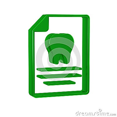 Green Clipboard with dental card or patient medical records icon isolated on transparent background. Dental insurance Stock Photo