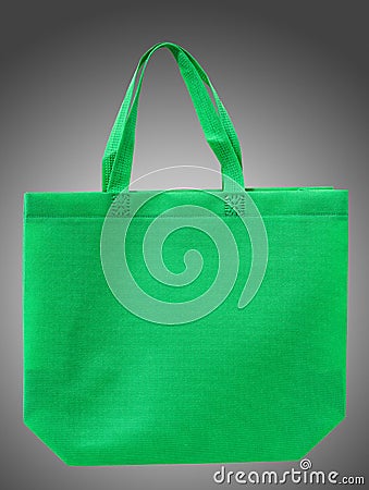 Green cloth shopping bag on black and white guardian background Stock Photo