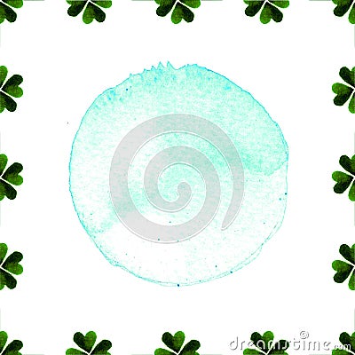 Green clover border, frame isolated on white background. Ireland symbol pattern. Watercolor illustration. St. Patrick Day template Stock Photo