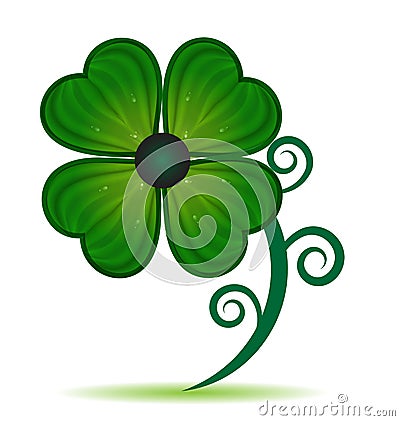 Green clover leaf isolated icon Vector Illustration